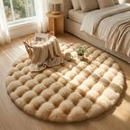 Round Bubble Rug for Living Room and Bedroom - Soft Fluffy Fleece Carpet
