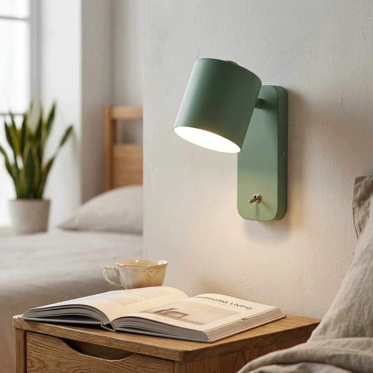 Nordic Wall-Mounted Adjustable Lamp with Integrated Switch for Bedroom and Study