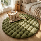 Round Bubble Rug for Living Room and Bedroom - Soft Fluffy Fleece Carpet