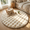 Round Bubble Rug for Living Room and Bedroom - Soft Fluffy Fleece Carpet