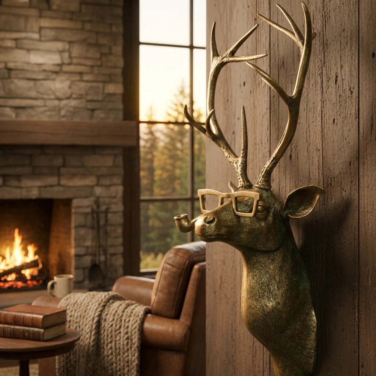Rustic Stag Wall Mount Decor for Living Room and Cabin Interiors