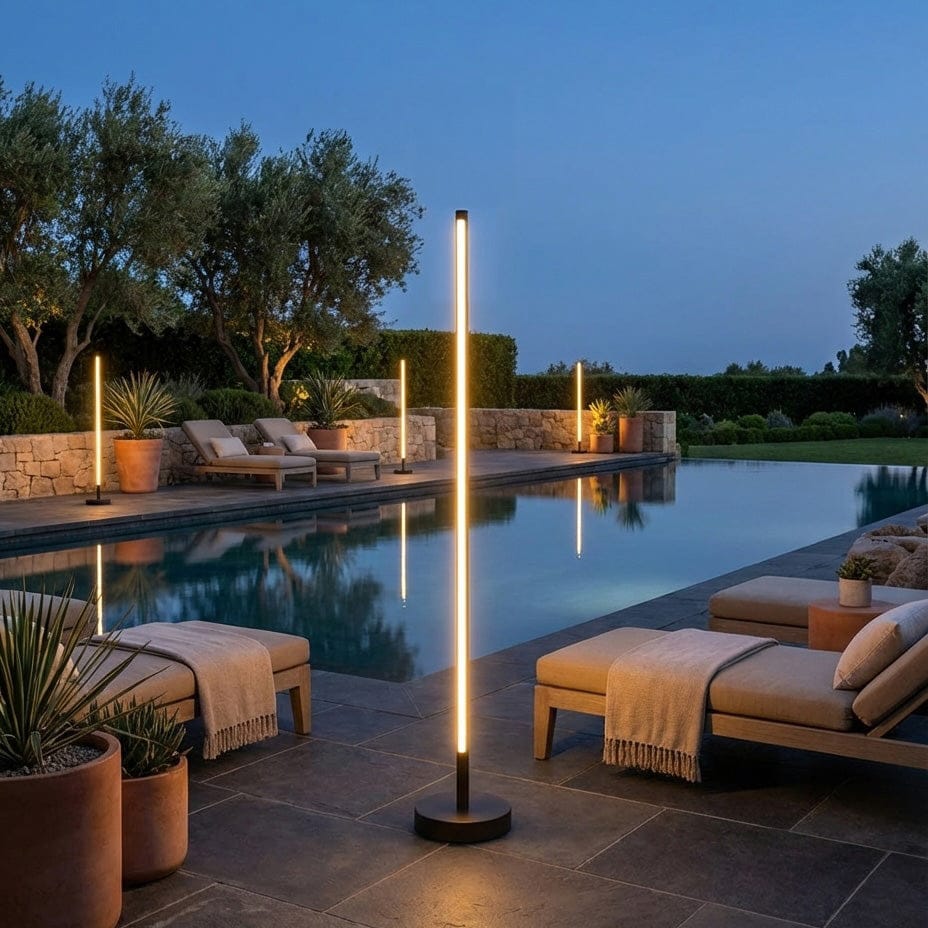 Modern Outdoor Floor Lamp with Wireless Charging for Patios and Gardens