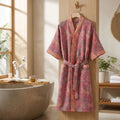 Cotton Bathrobe with Vintage Print for Relaxation and Comfort