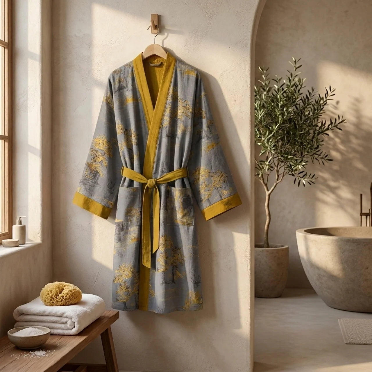 Cotton Kimono Bathrobe with Timeless Design for Relaxation and Self-Care