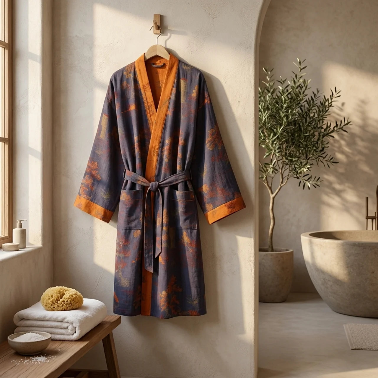 Cotton Kimono Bathrobe with Timeless Design for Relaxation and Self-Care