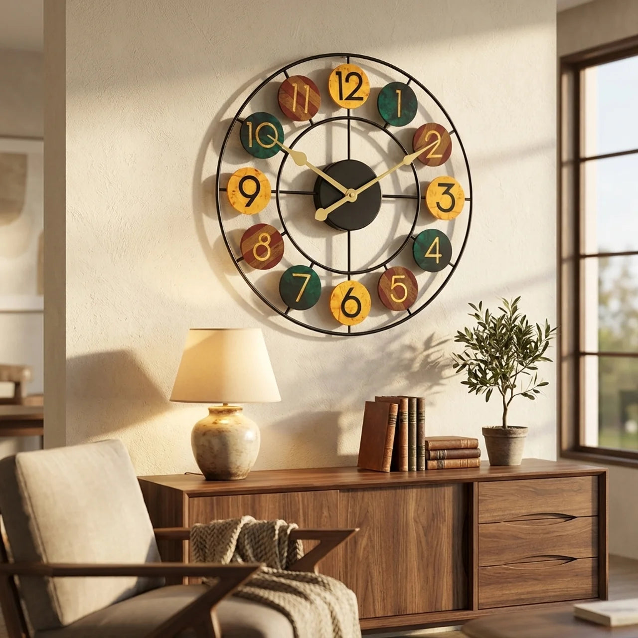 Retro Metal Wall Clock with Silent Quartz Movement for Home and Café Décor