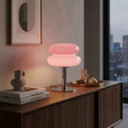 Modern Glass Table Lamp with Chrome Base for Bedroom and Living Room