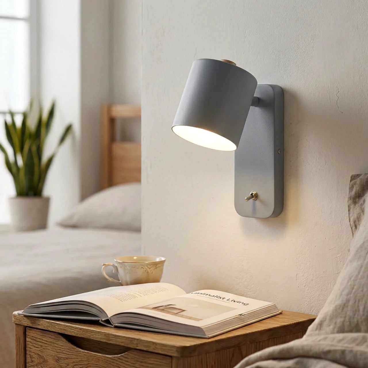 Nordic Wall-Mounted Adjustable Lamp with Integrated Switch for Bedroom and Study
