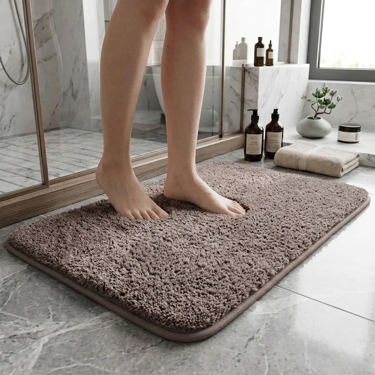 Ultra-Plush Bathroom Mat with Absorbent Microfiber and Non-Slip Backing for Spa-Like Comfort