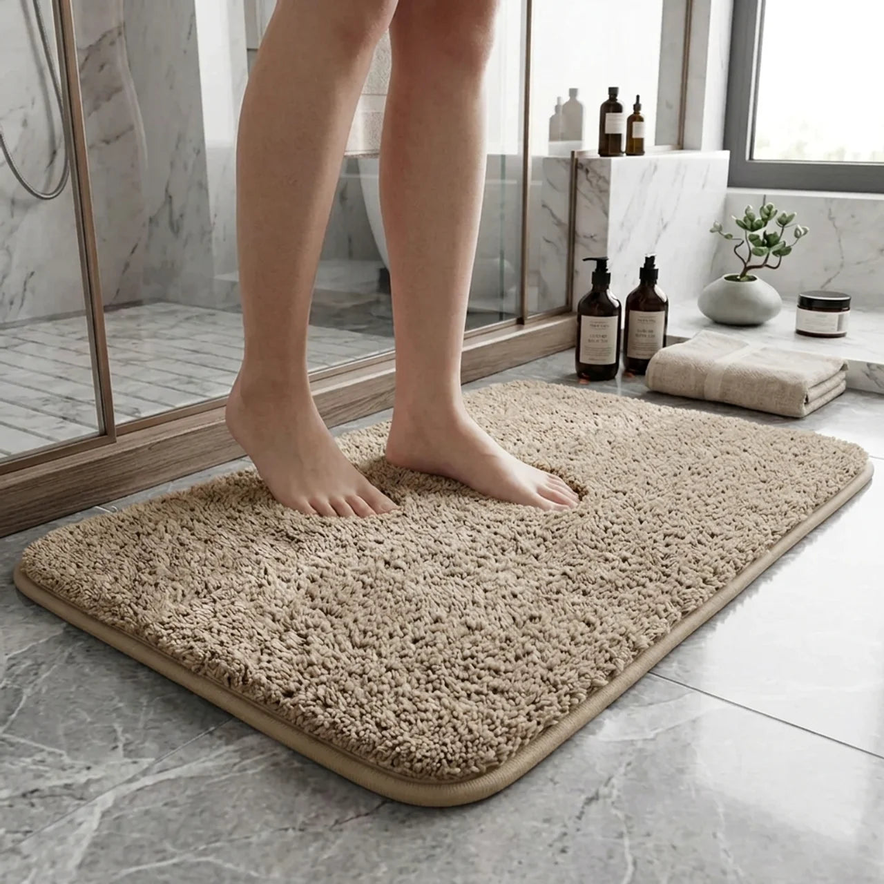 Ultra-Plush Bathroom Mat with Absorbent Microfiber and Non-Slip Backing for Spa-Like Comfort