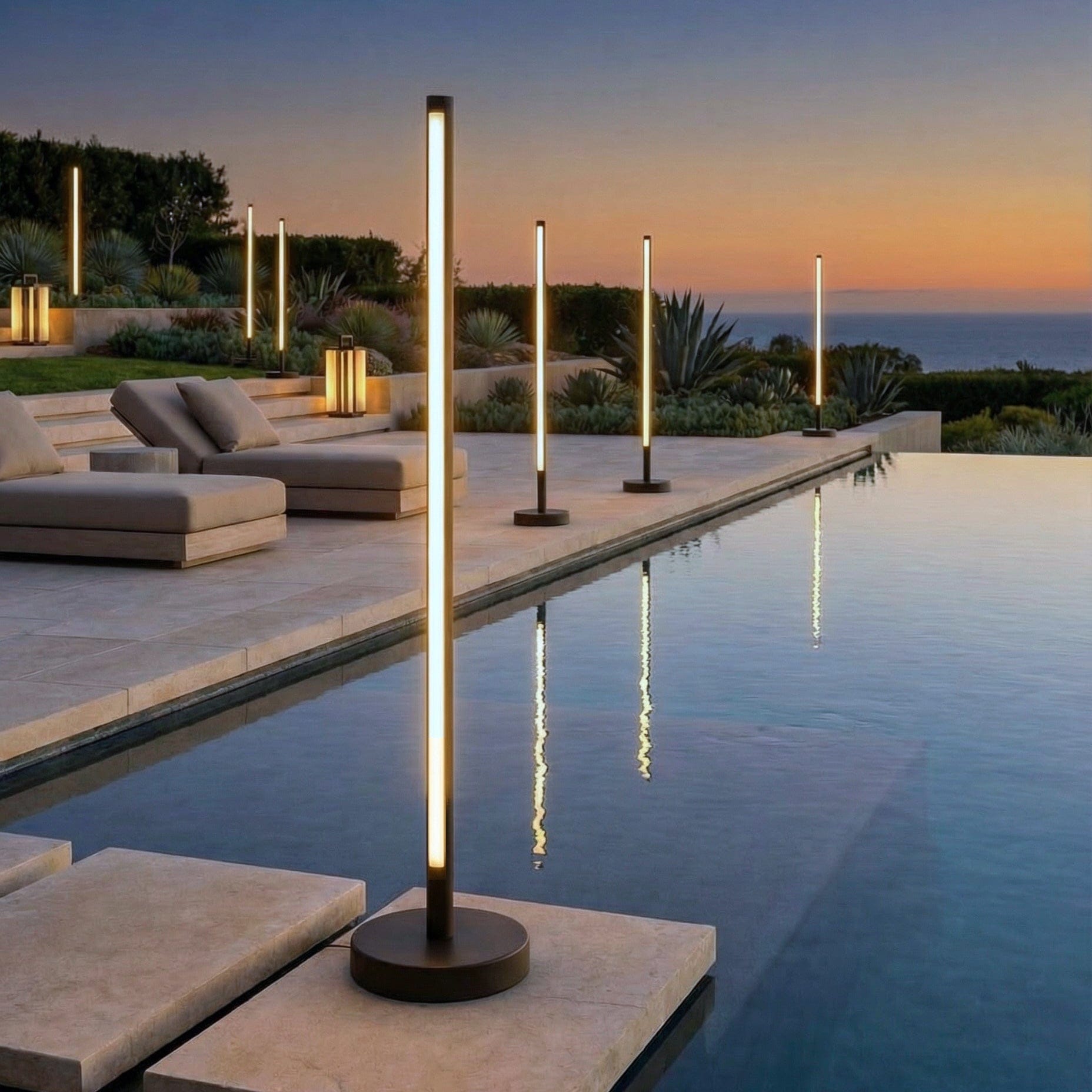 Modern Outdoor Floor Lamp with Wireless Charging for Patios and Gardens