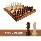 Solid Wood Chess Set with Foldable Board for Game Nights and Gifts