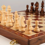 Solid Wood Chess Set with Foldable Board for Game Nights and Gifts
