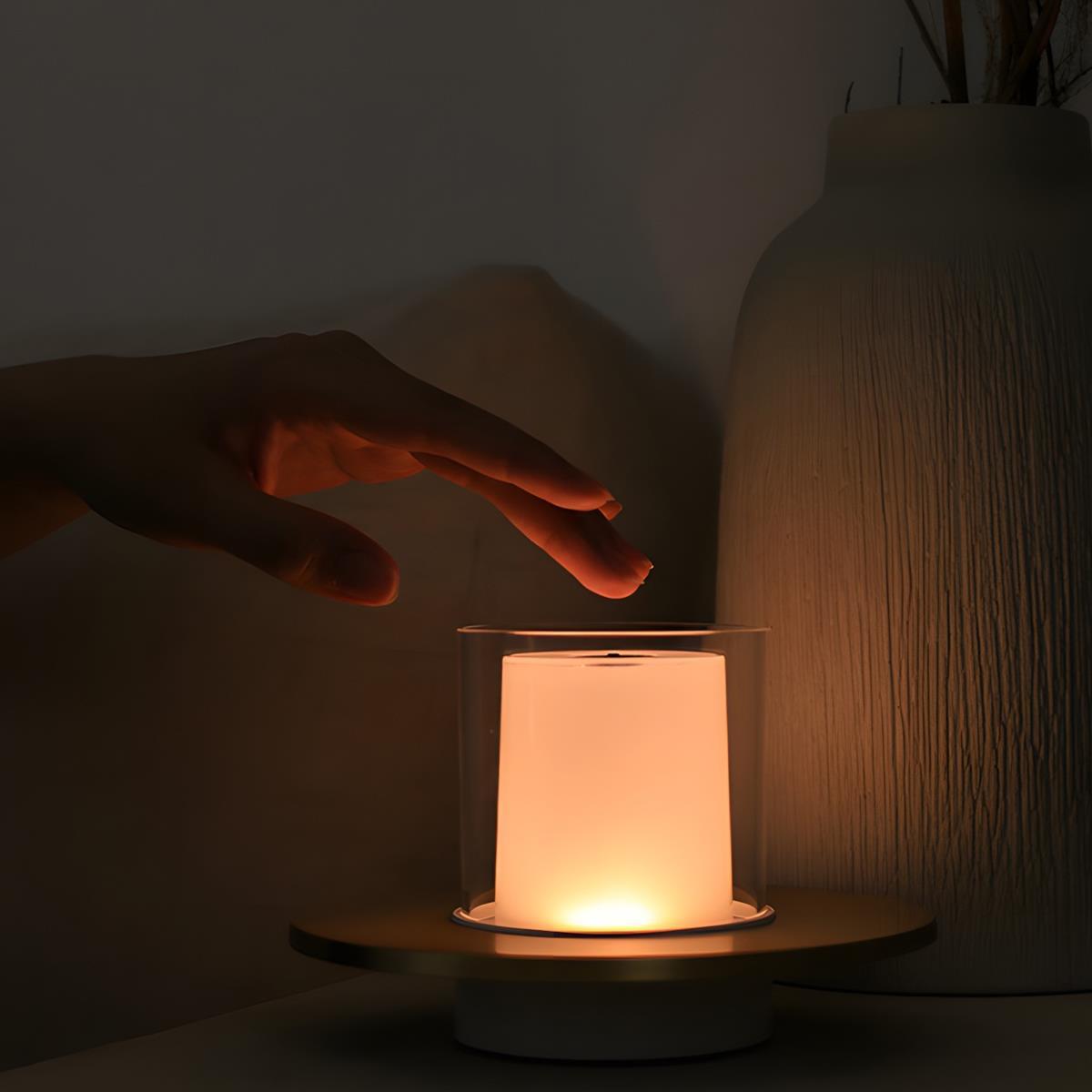 Rechargeable LED Touch Sensitive Table Lamp with Dimmable Warm Light for Modern Living Spaces
