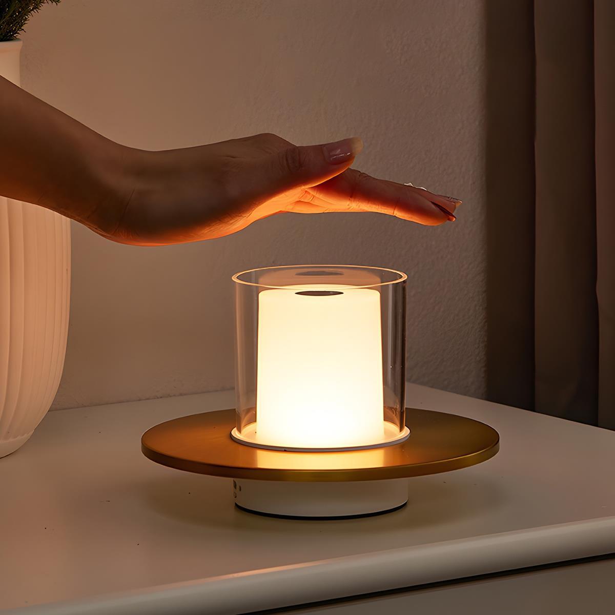 Rechargeable LED Touch Sensitive Table Lamp with Dimmable Warm Light for Modern Living Spaces