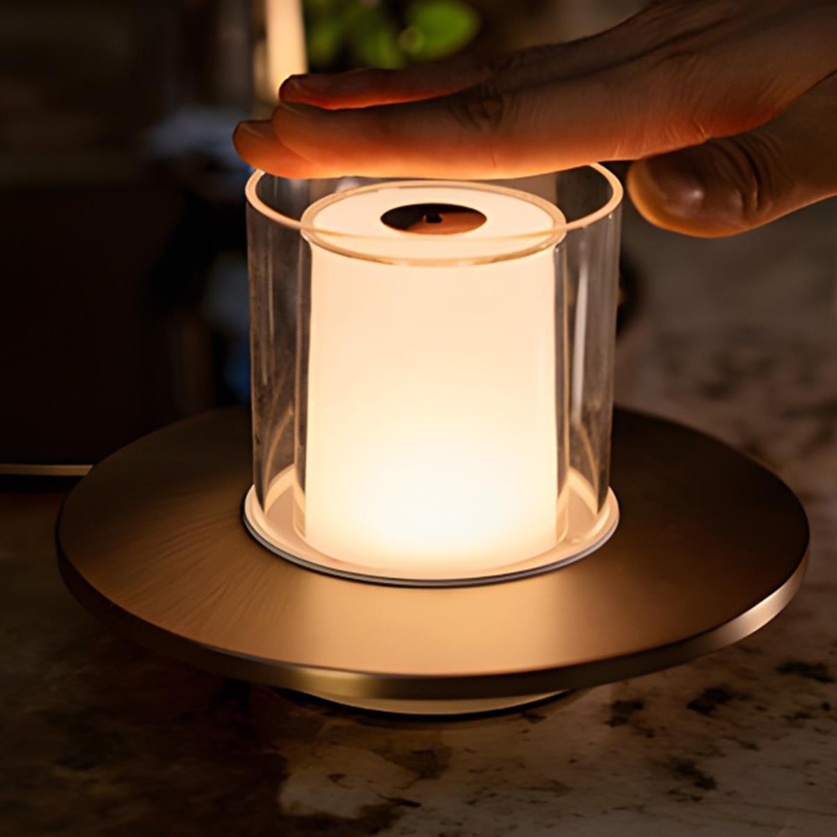 Rechargeable LED Touch Sensitive Table Lamp with Dimmable Warm Light for Modern Living Spaces