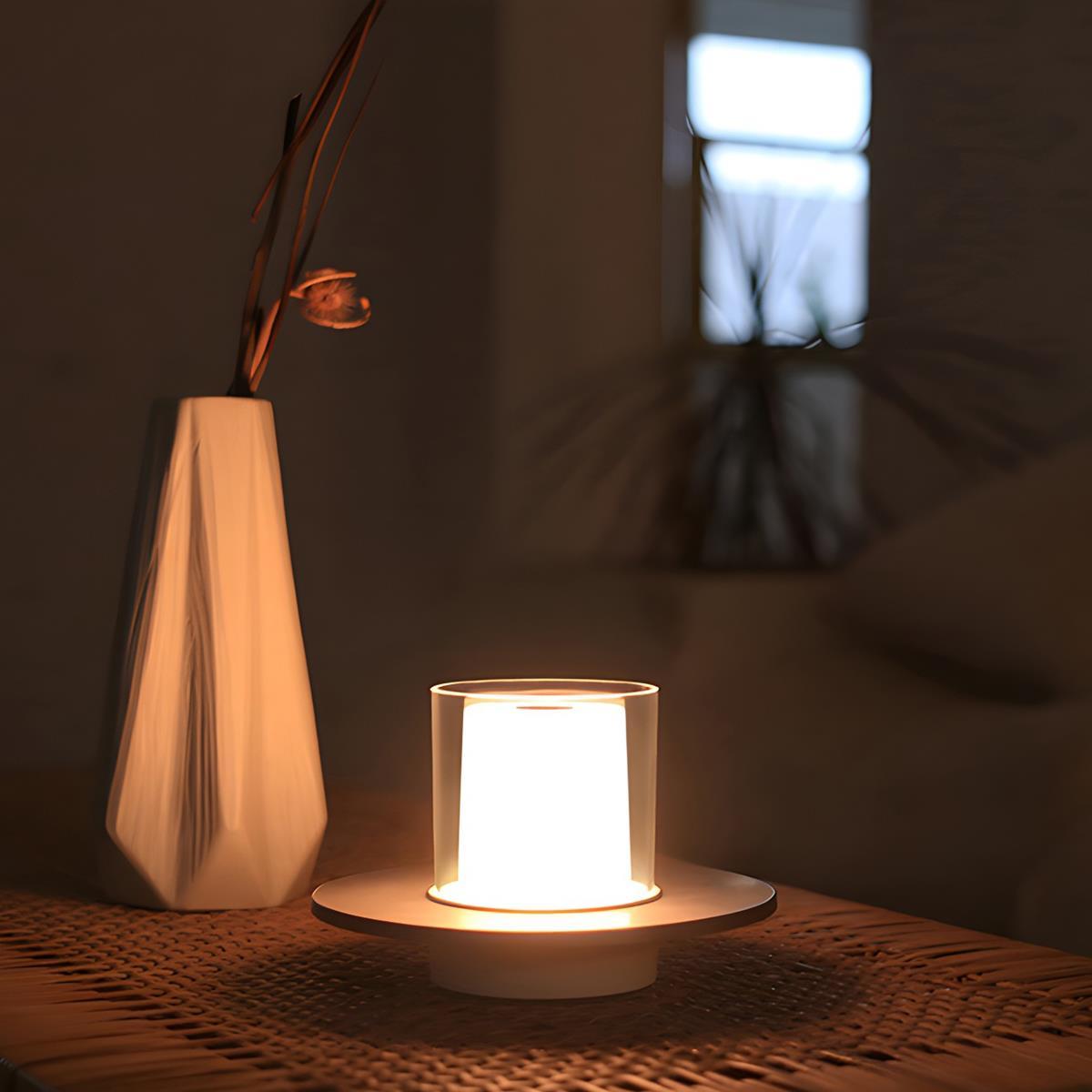 Rechargeable LED Touch Sensitive Table Lamp with Dimmable Warm Light for Modern Living Spaces