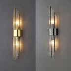 Art Deco Crystal LED Wall Sconce with Stainless Steel Frame for Hallway Bedroom and Living Room