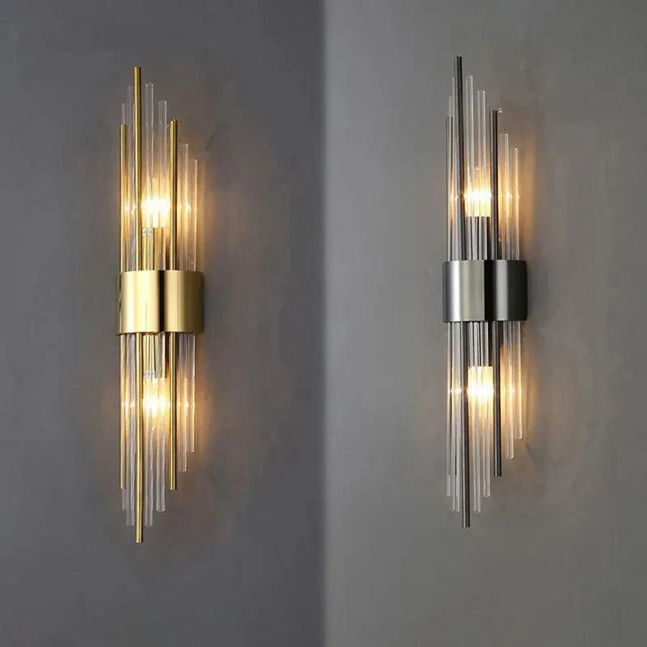 Art Deco Crystal LED Wall Sconce with Stainless Steel Frame for Hallway Bedroom and Living Room