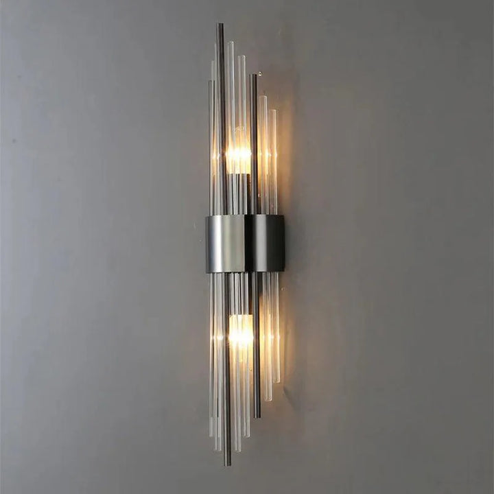 Art Deco Crystal LED Wall Sconce with Stainless Steel Frame for Hallway Bedroom and Living Room