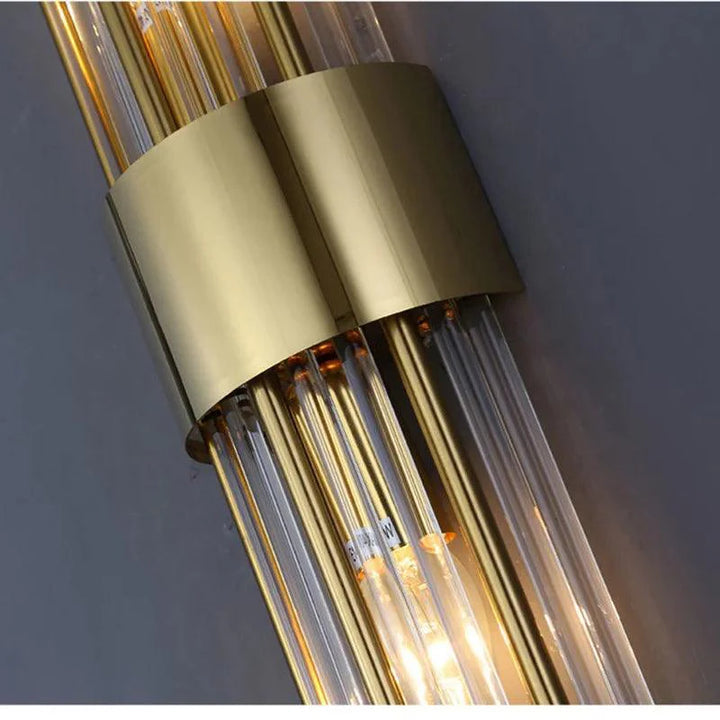 Art Deco Crystal LED Wall Sconce with Stainless Steel Frame for Hallway Bedroom and Living Room