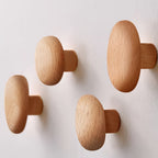Natural Wood Wall Hooks with Organic Shape for Entryway or Bathroom