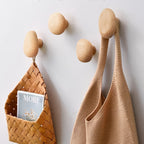 Natural Wood Wall Hooks with Organic Shape for Entryway or Bathroom