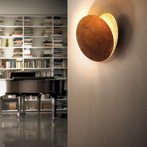 Modern LED Wall Sconce with Moon-Inspired Halo Light for Bedroom, Hallway and Living Room