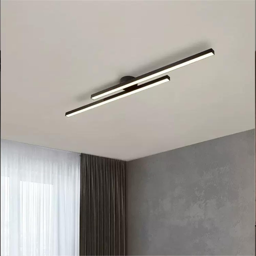 Modern Linear LED Semi-Flush Ceiling Light for Kitchen, Hallway and Home Office