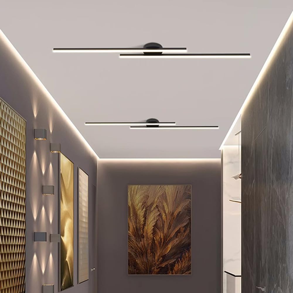 Modern Linear LED Semi-Flush Ceiling Light for Kitchen, Hallway and Home Office