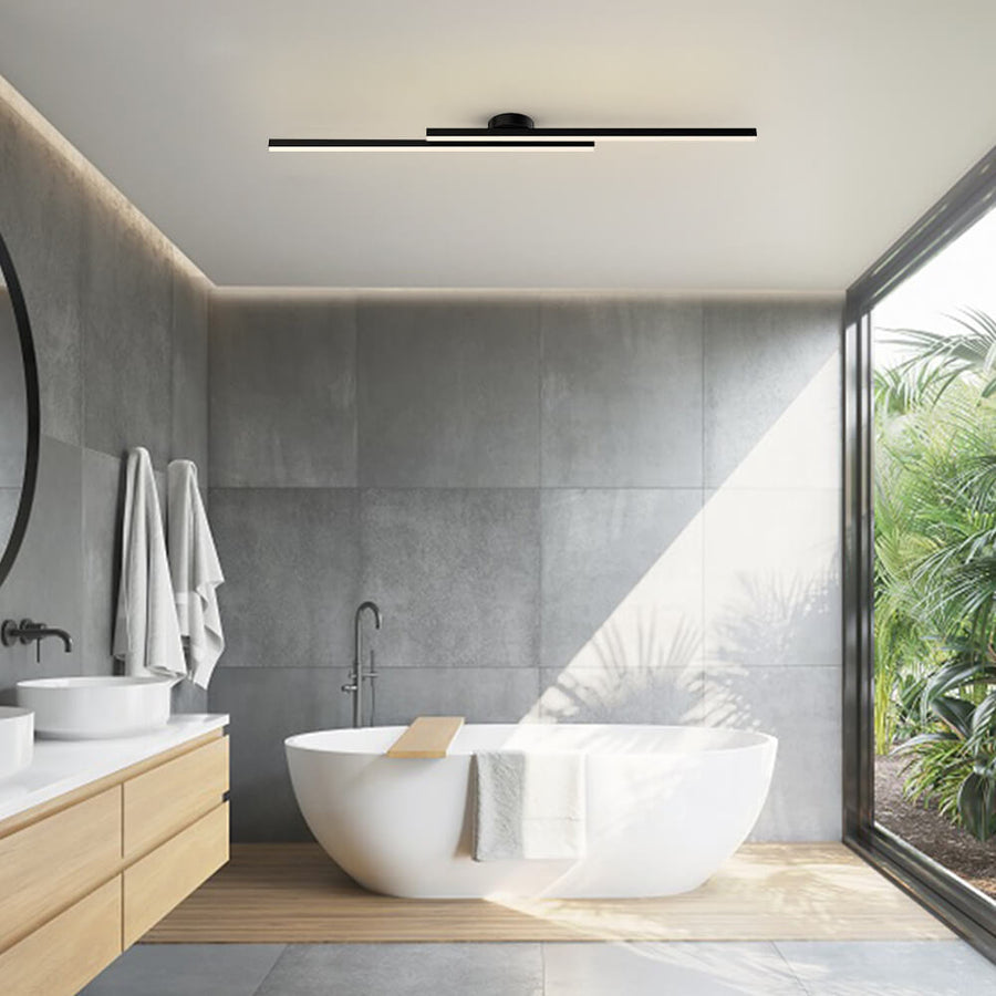 Modern Linear LED Semi-Flush Ceiling Light for Kitchen, Hallway and Home Office