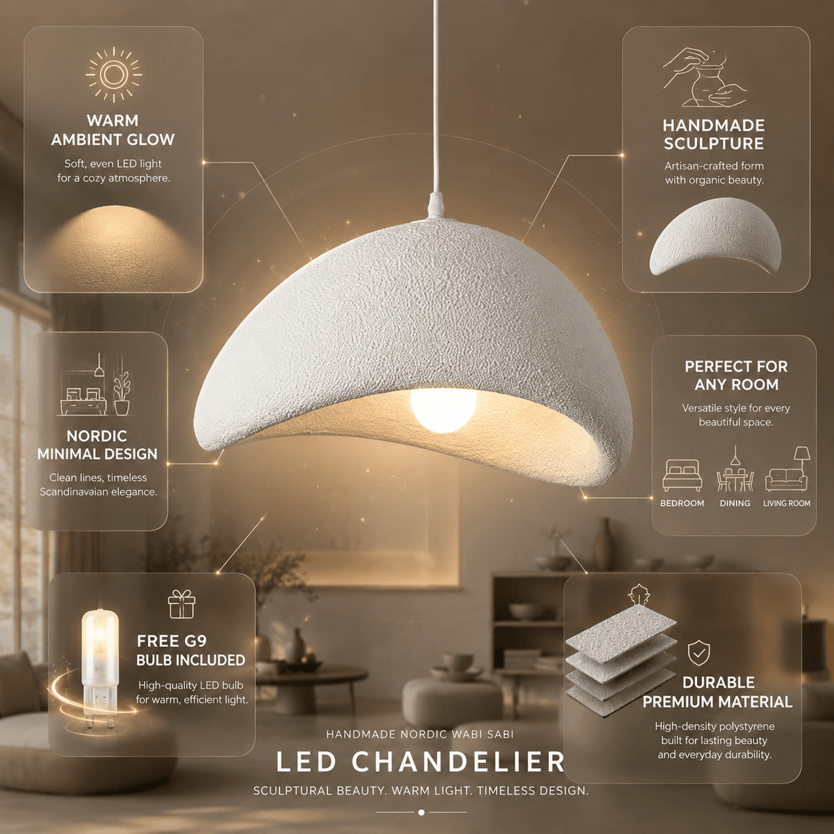 Modern LED Chandelier with Handmade Quality for Living Room and Dining Room - Sofitte