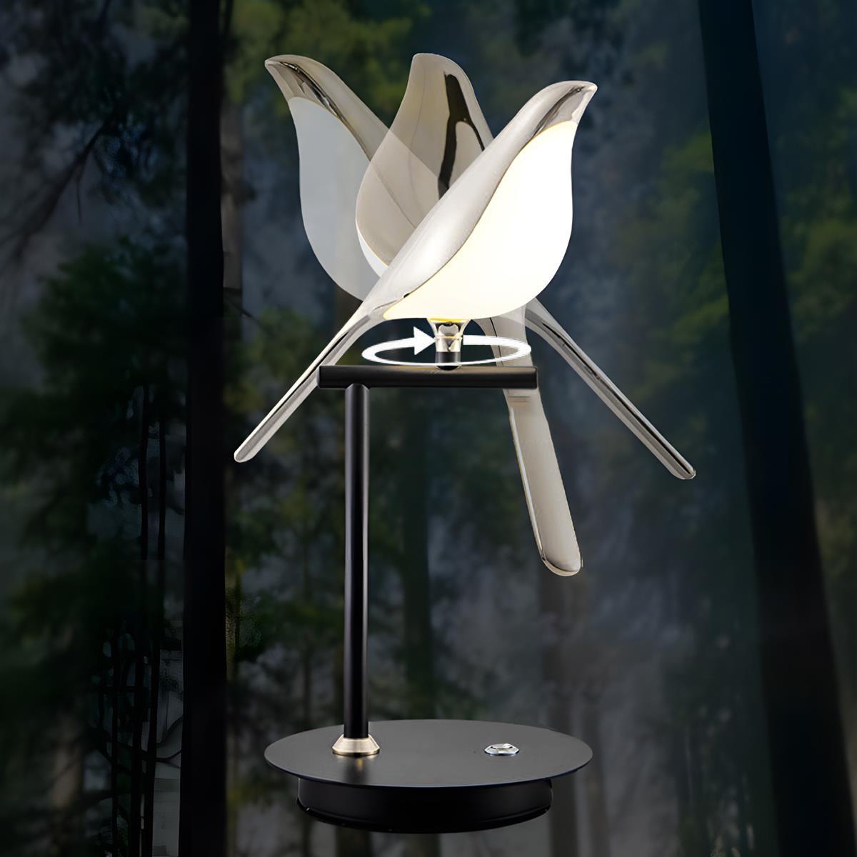 Modern Magpie Bird LED Table Lamp with Adjustable 360-Degree Head for Indoor Use