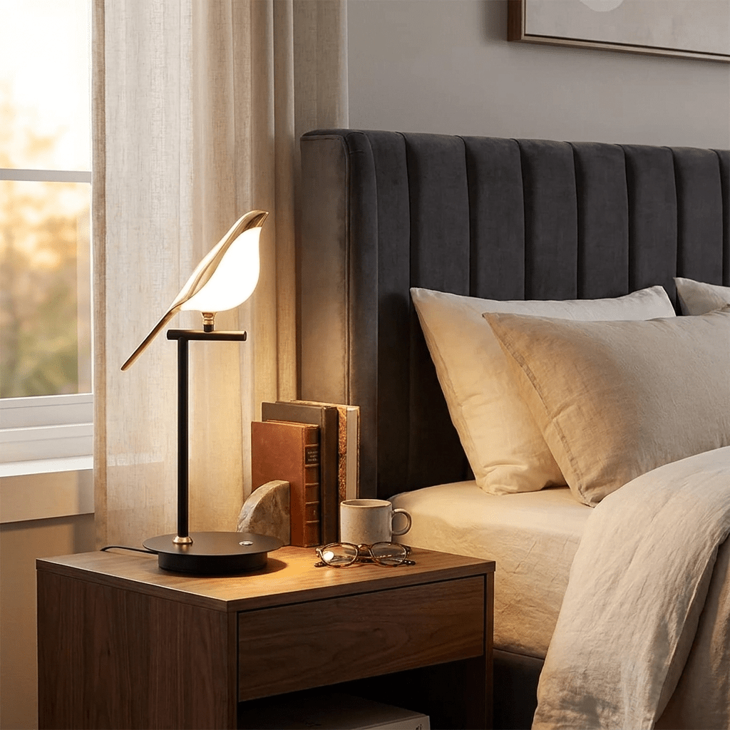 Modern Magpie Bird LED Table Lamp with Adjustable 360-Degree Head for Indoor Use - Sofitte