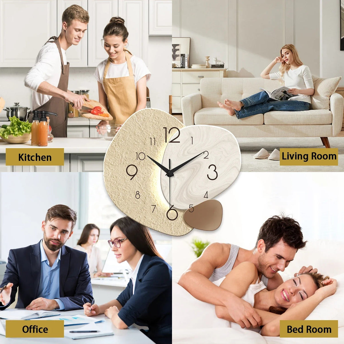 Modern Silent Wall Clock with Quartz Movement for Living Room and Office - Sofitte