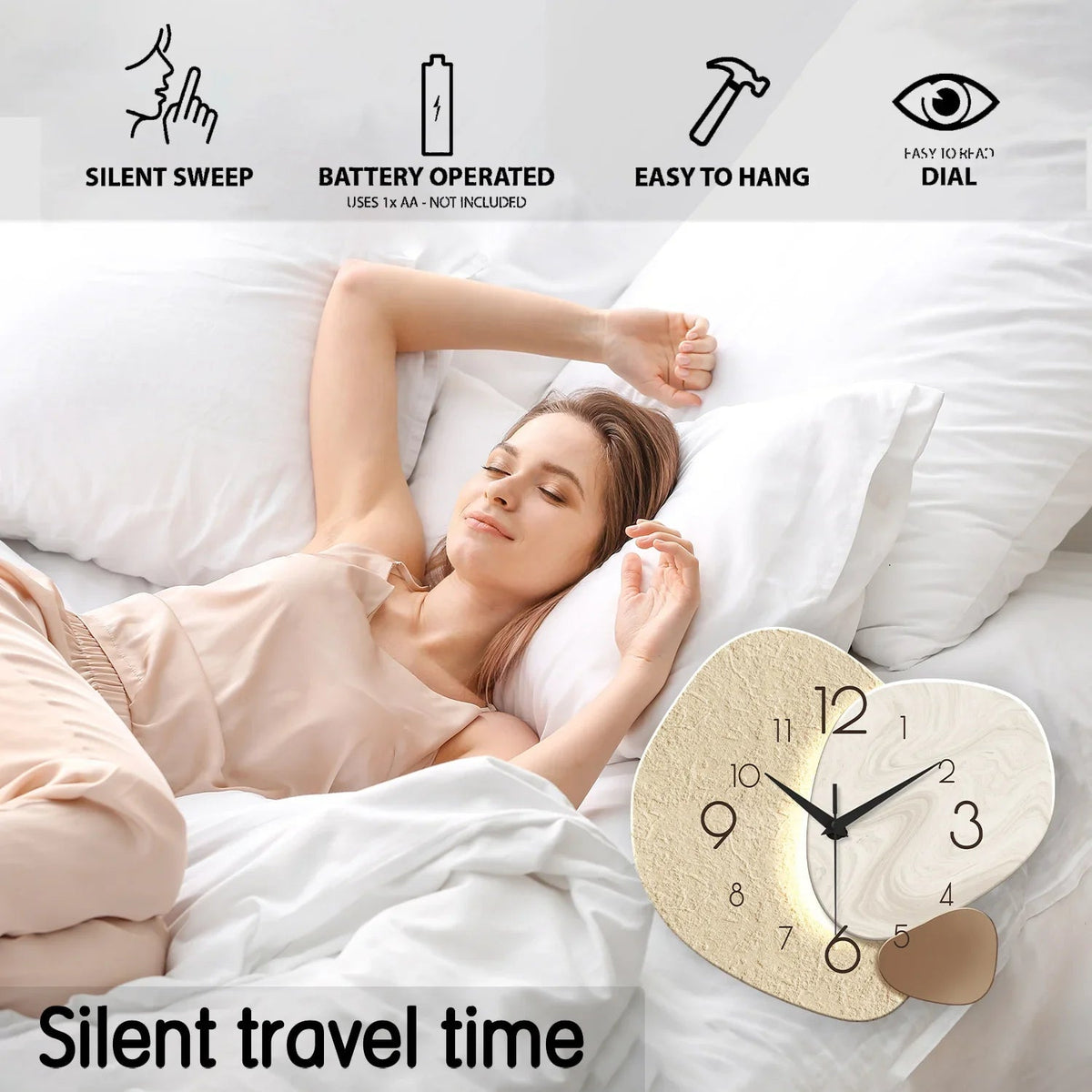 Modern Silent Wall Clock with Quartz Movement for Living Room and Office - Sofitte