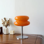 Modern Glass Table Lamp with Chrome Base for Bedroom and Living Room