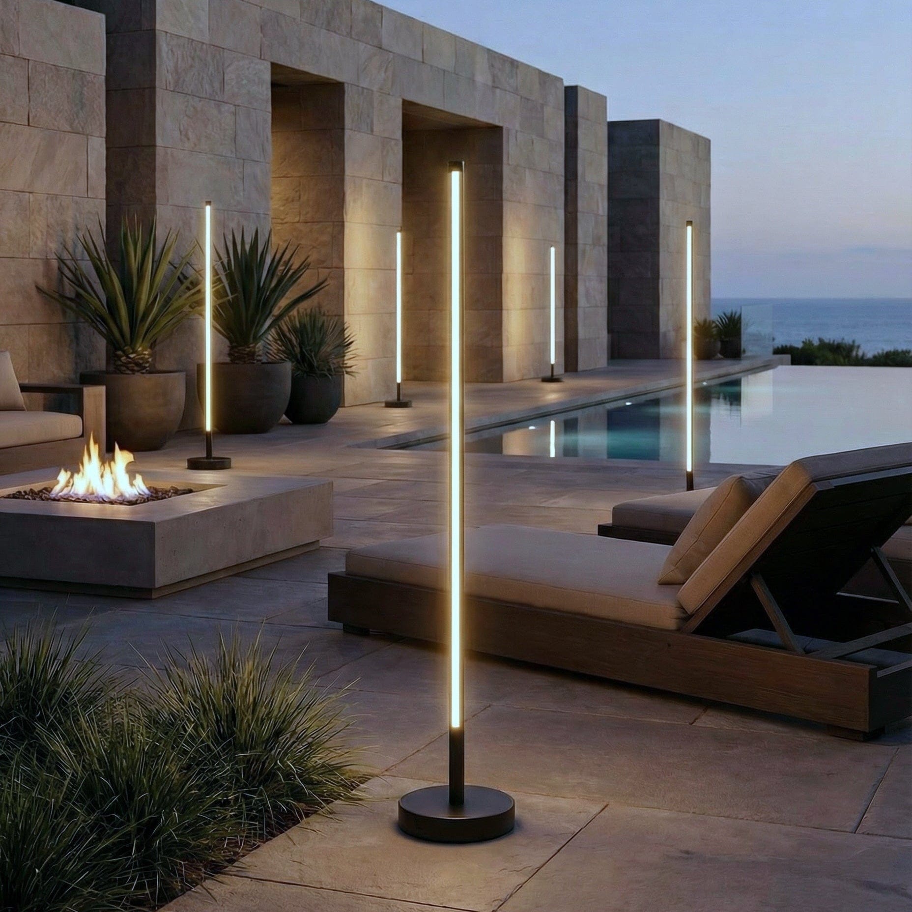 Modern Outdoor Floor Lamp with Wireless Charging for Patios and Gardens