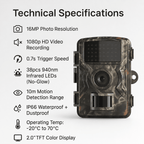 Outdoor Wildlife Trail Camera with Night Vision and Fast Trigger Speed - Sofitte