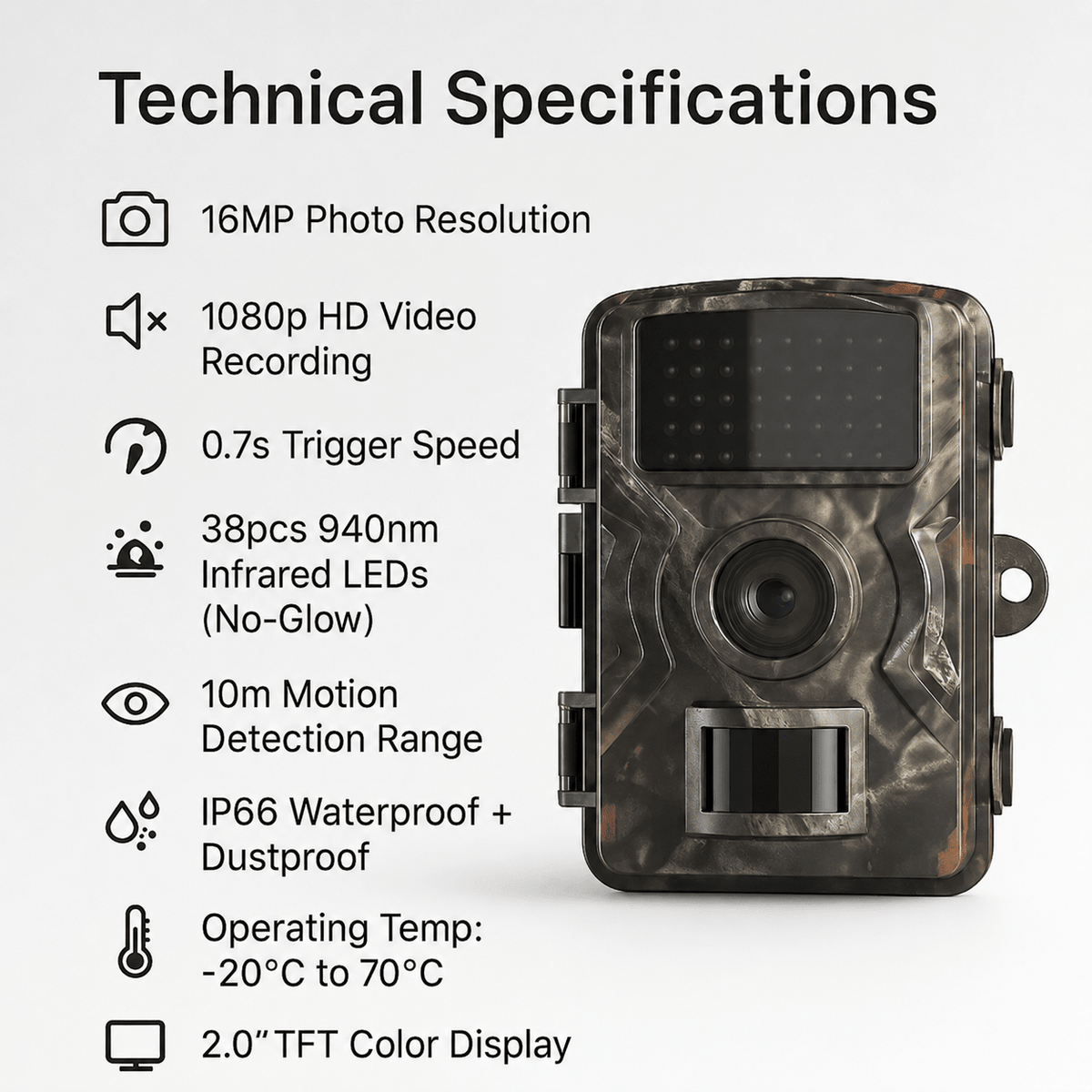 Outdoor Wildlife Trail Camera with Night Vision and Fast Trigger Speed - Sofitte