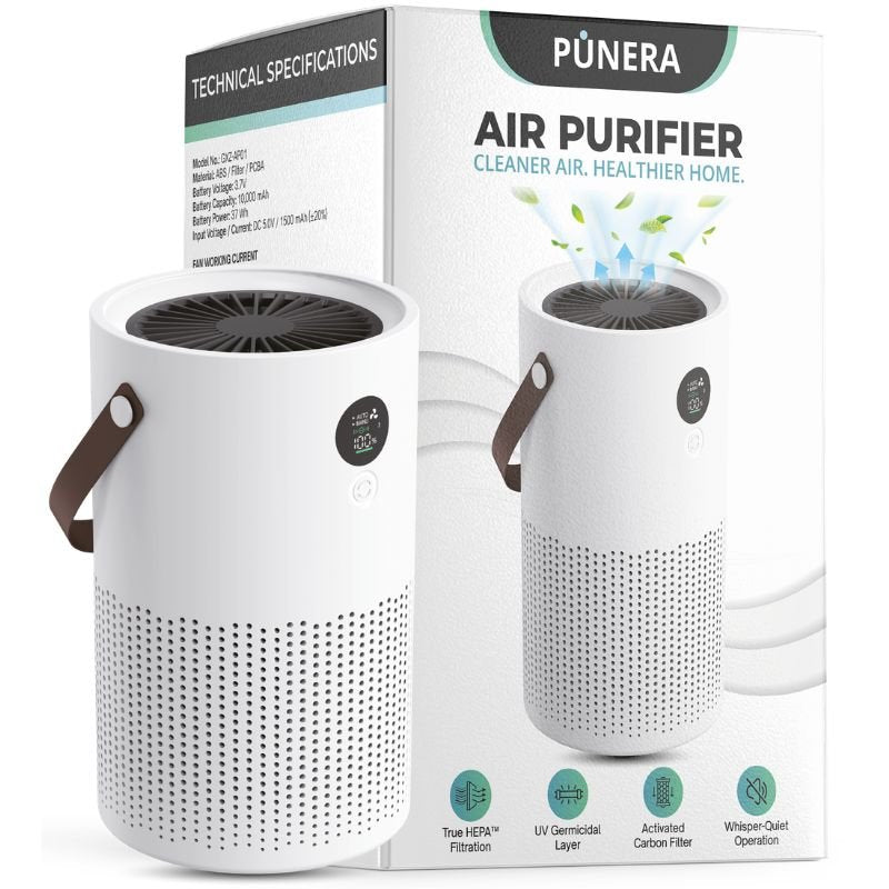 Portable Air Purifier with True HEPA Filter and Rechargeable Battery for Clean Air - Sofitte