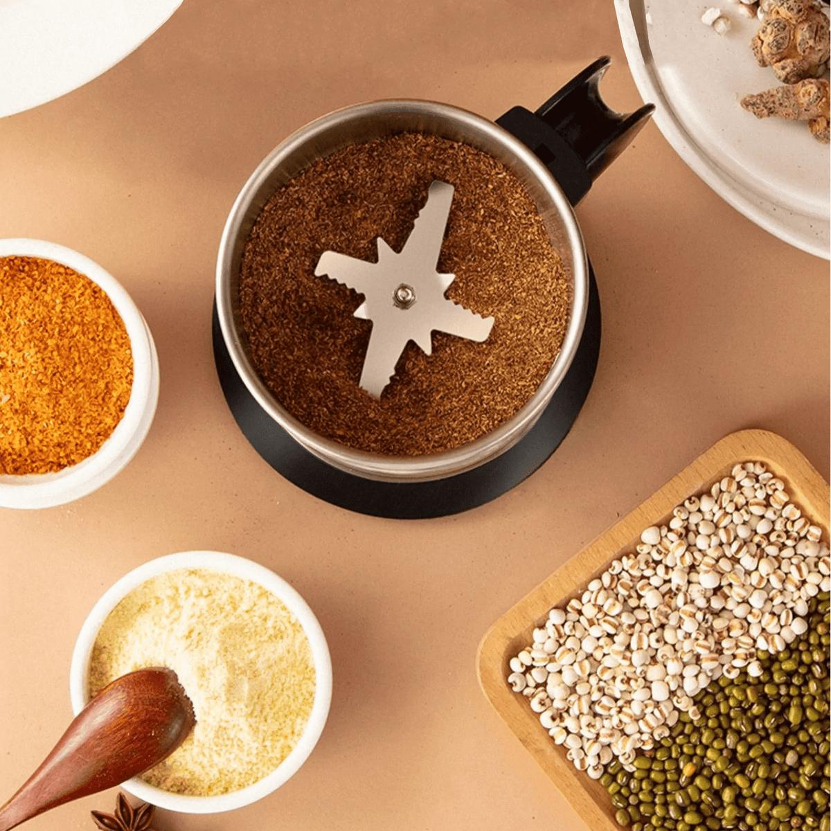 Portable Food Mill - One-Touch Grinder for Coffee, Herbs, Spices and Grains - Sofitte