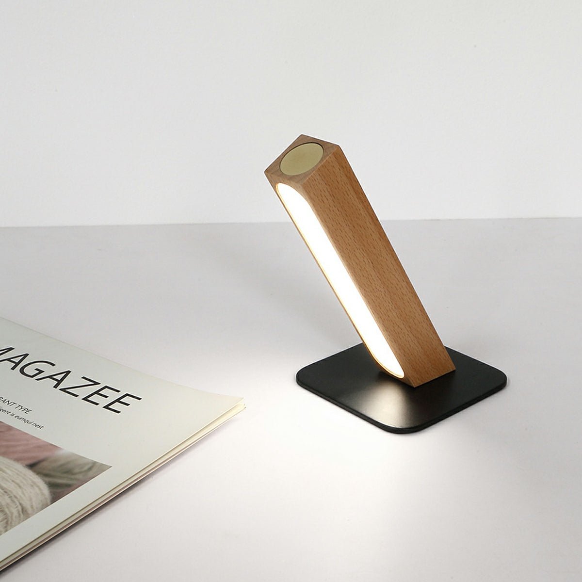 Dimmable LED Walnut Wood Table Lamp for Bedroom and Living Room