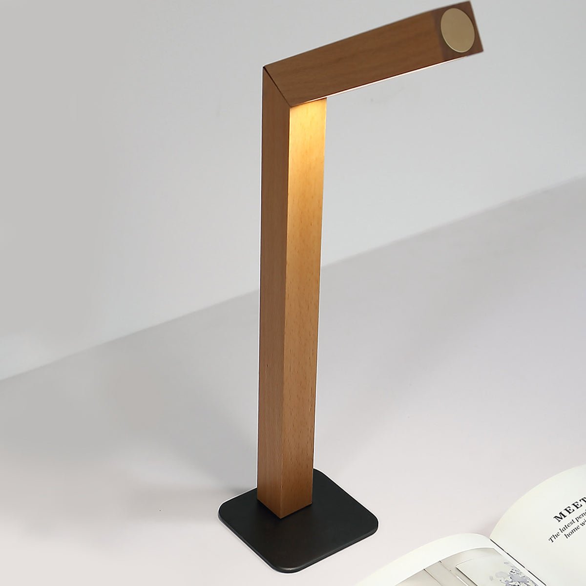 Dimmable LED Walnut Wood Table Lamp for Bedroom and Living Room