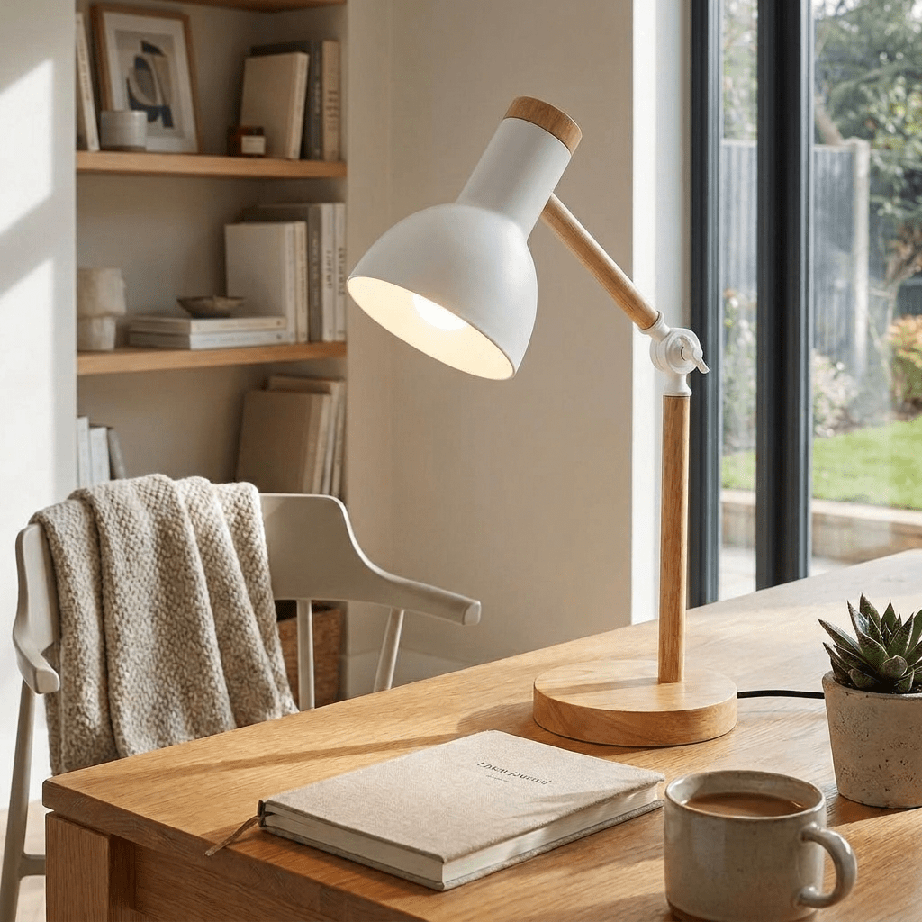 Scandinavian Wooden Desk Lamp with Adjustable Foldable Design for Home Office and Bedside - Sofitte