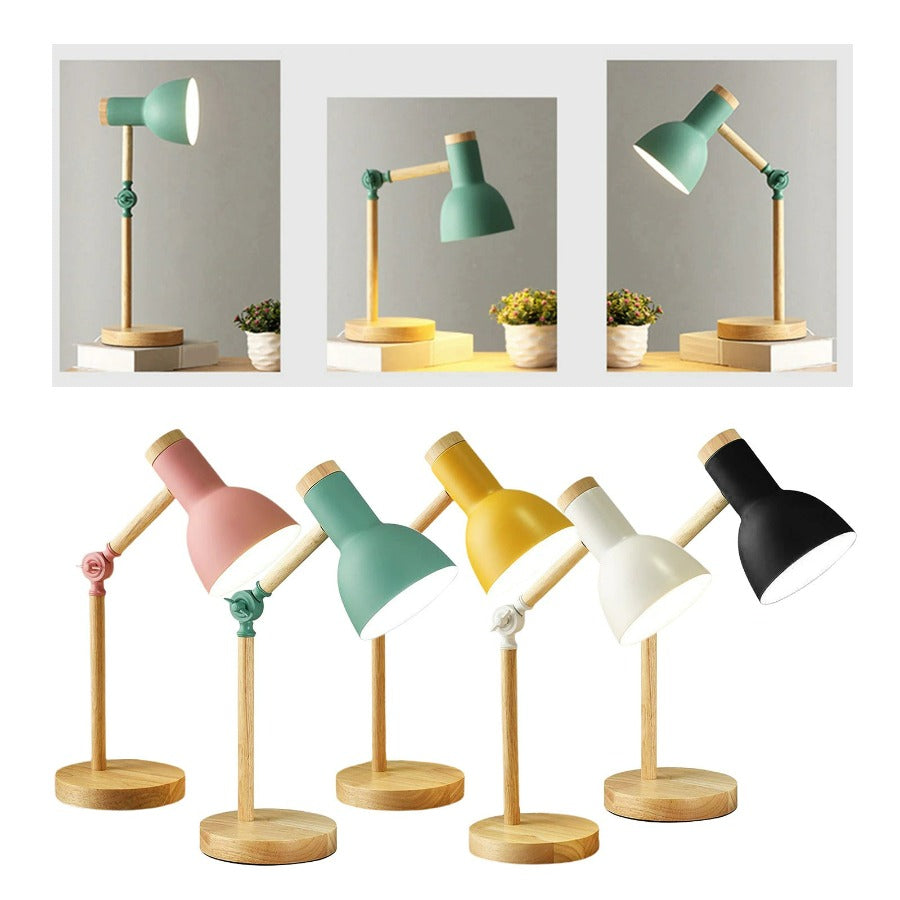 Scandinavian Wooden Desk Lamp with Adjustable Foldable Design for Home Office and Bedside