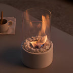 Smoke-Free Table Fireplace for Indoor and Outdoor Use - Modern Design with Glass and Metal