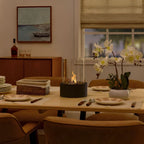 Smoke-Free Table Fireplace for Indoor and Outdoor Use - Modern Design with Glass and Metal