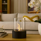Smoke-Free Table Fireplace for Indoor and Outdoor Use - Modern Design with Glass and Metal