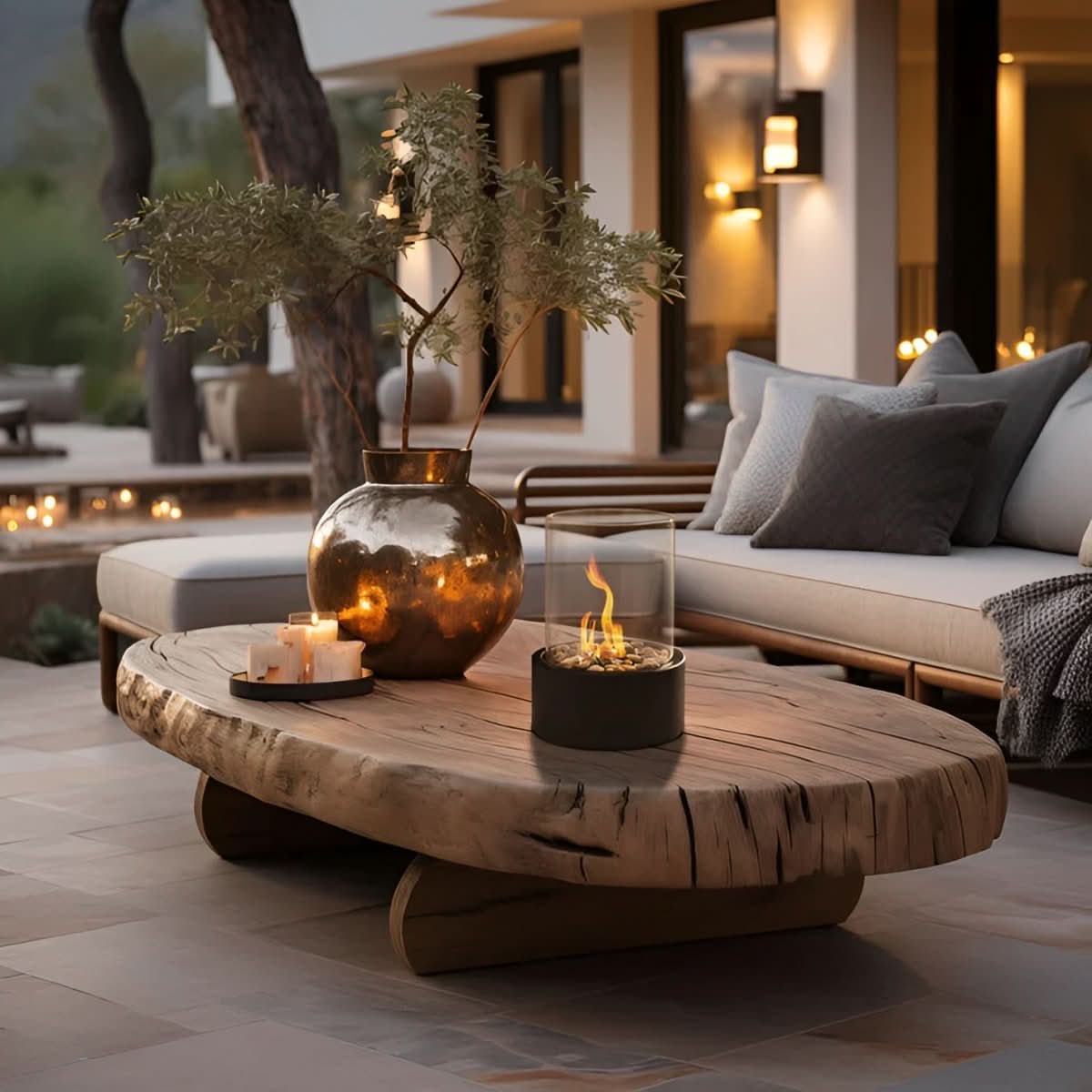 Smoke-Free Table Fireplace for Indoor and Outdoor Use - Modern Design with Glass and Metal